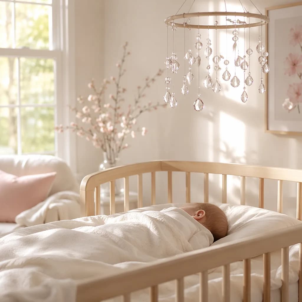 Soft sunlit nursery scene for the baby name Clara, evoking brightness and clarity.